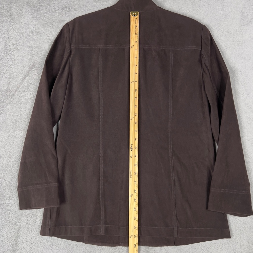 St. John Sport By‎ Marie Gray Faux Suede Snap Button Shirt Women's Small Brown - Picture 11 of 11